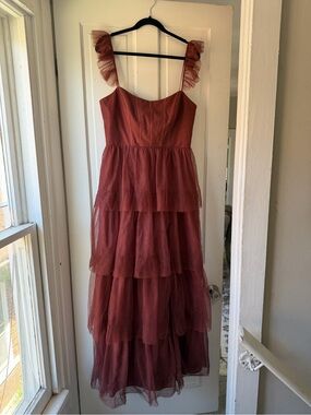 Revelry Tiered Tulle Dress in Cinnamon Rose - Bridesmaid